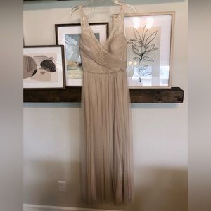 Size 10 nude/cream maxi dress with lace details